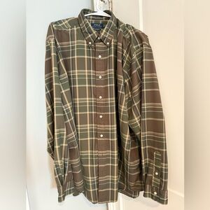 Polo by Ralph Lauren Men's Plaid Shirt - Green and Tan